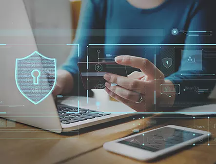 Laptop with icons for security protection